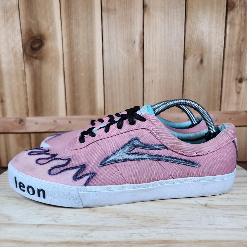 Lakai X Leon Karssen Sheffied‎ Shoes Mens 10.5 Pink Canvas Skate Sneakers Flame
